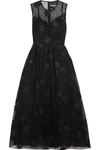 SIMONE ROCHA EMBROIDERED TULLE MIDI DRESS