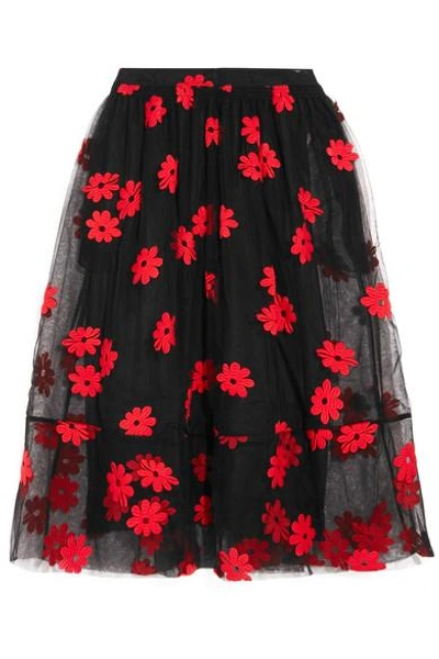 Shop Simone Rocha Embroidered Tulle Midi Skirt