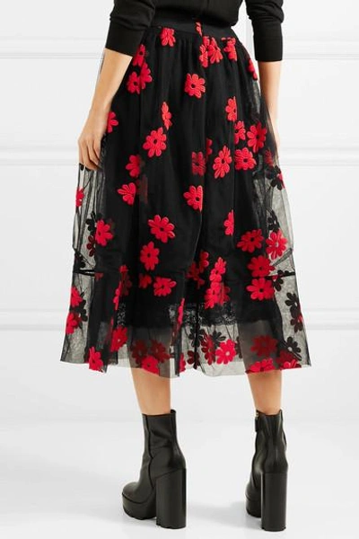 Shop Simone Rocha Embroidered Tulle Midi Skirt