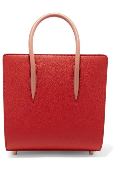 Shop Christian Louboutin Paloma Small Studded Textured-leather Tote In Red