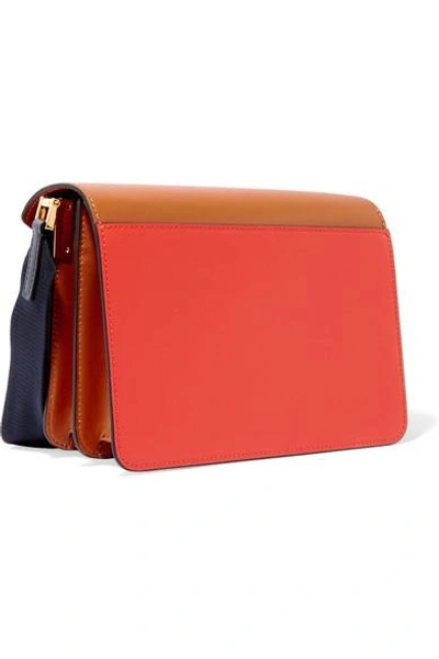 Shop Marni Trunk Two-tone Leather Shoulder Bag In Red