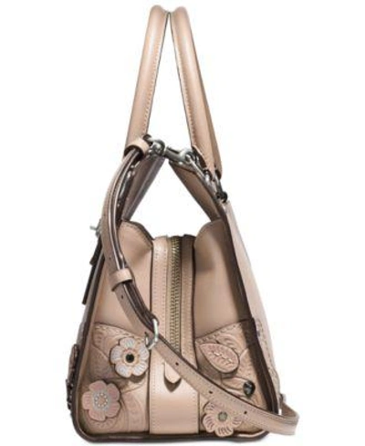 Shop Coach Mercer Satchel 30 In Glovetanned Leather With Painted Tea Rose And Tooling In Light Antique Nickel/stone Multi
