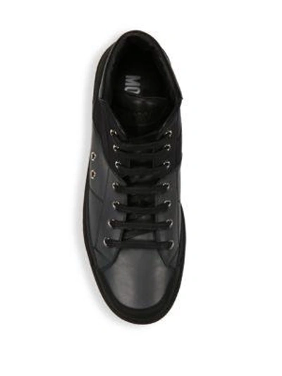 Shop Moschino Mid-top Lace-up Sneakers In Black