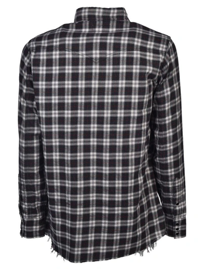 Shop Saint Laurent Plaid Shirt In Grey