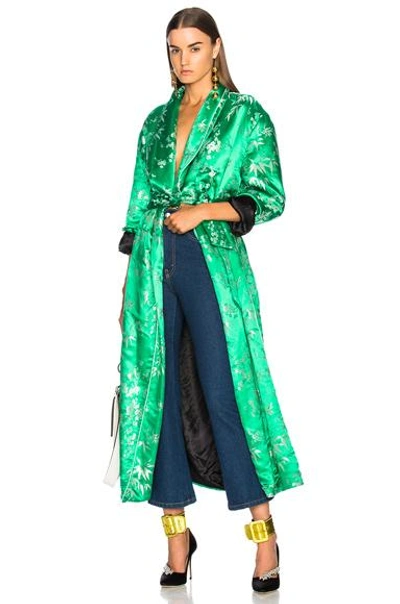 Shop Attico Jacquard Robe In Green,floral