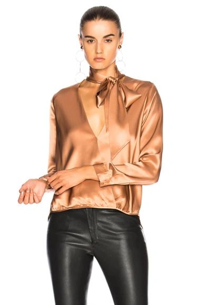 Shop Michelle Mason For Fwrd Wrap Blouse In Terracotta