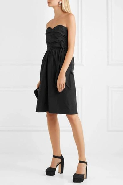 Shop Alexa Chung Ruched Taffeta Dress In Black