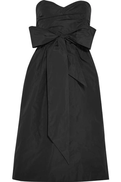 Shop Alexa Chung Ruched Taffeta Dress In Black