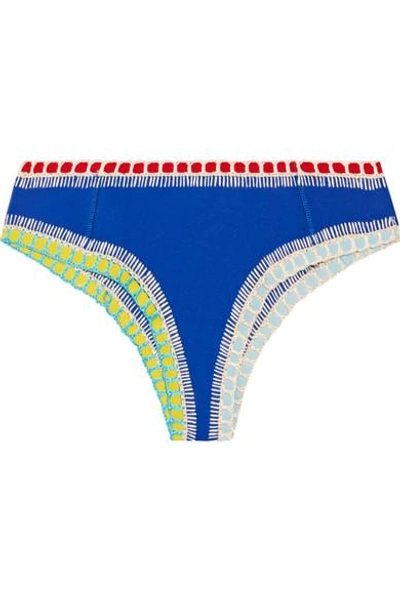 Shop Kiini Tuesday Crochet-trimmed Bikini Briefs In Bright Blue
