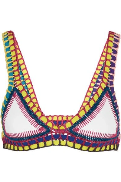 Shop Kiini Yaz Crochet-trimmed Triangle Bikini Top