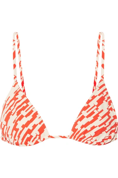 Eres Mouna Printed Triangle Bikini Top In Bright Orange