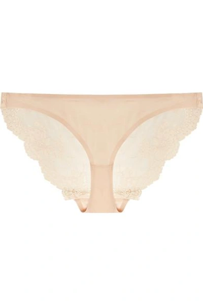 Shop Stella Mccartney Smooth & Lace Stretch-jersey And Lace Briefs In Beige