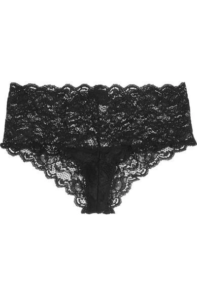 Shop Cosabella Never Say Never Hottie Stretch-lace Briefs In Black