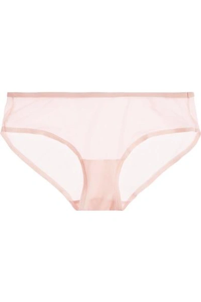 Shop Calvin Klein Underwear Marquisette Neoprene-trimmed Stretch-tulle Briefs In Pastel Pink