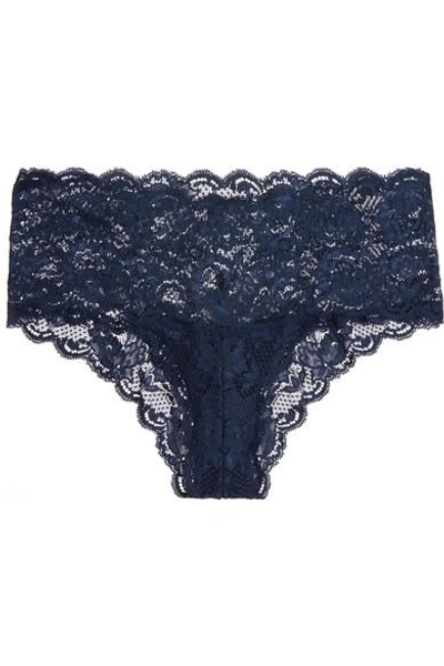 Shop Cosabella Never Say Never Hottie Stretch-lace Briefs In Navy