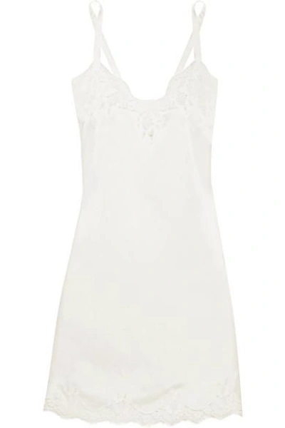 Shop Dolce & Gabbana Lace-trimmed Stretch Silk-blend Satin Chemise