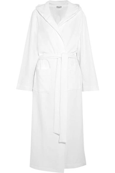 Shop Hanro Hooded Terry Robe In White