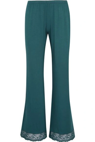 Shop Eberjey Colette Lace-trimmed Stretch-modal Jersey Pajama Pants