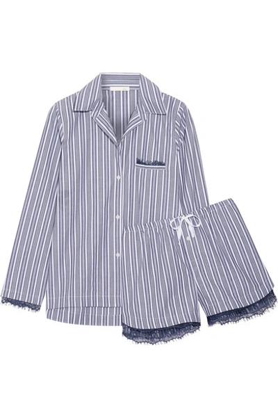 Shop Skin Lace-trimmed Striped Cotton Pajama Set