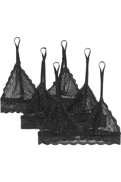 Shop Cosabella Sweet Treats Set Of Three Stretch-lace Soft-cup Bras