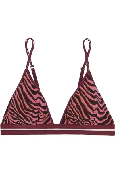 Shop Love Stories Uma Printed Jersey Soft-cup Triangle Bra In Burgundy