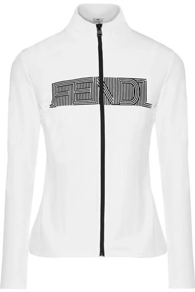 Shop Fendi Printed Stretch Jacket In White