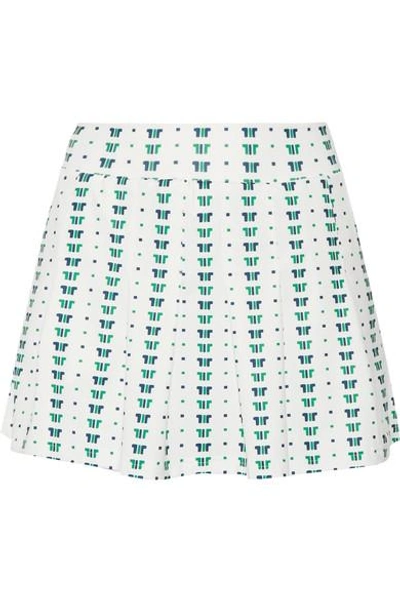 Shop Tory Sport Pleated Printed Stretch Tennis Skirt In White