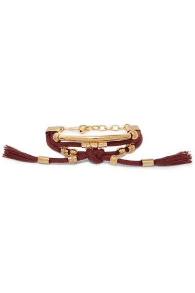 Shop Chloé Otis Gold-tone Cord Bracelet In Burgundy