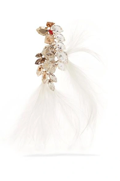 Shop Lanvin Gold-tone, Feather And Crystal Brooch