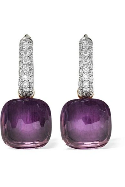 Shop Pomellato Nudo 18-karat White Gold, Amethyst And Diamond Earrings