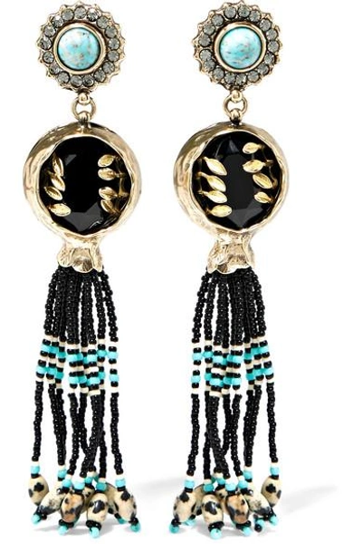 Shop Etro Embellished Gold-plated Earrings