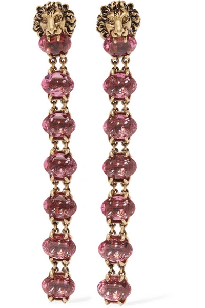 Shop Gucci Gold-tone Crystal Clip Earrings