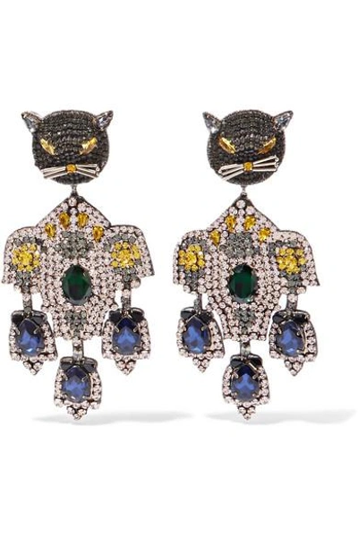 Shop Gucci Gold-tone, Crystal And Silk Clip Earrings