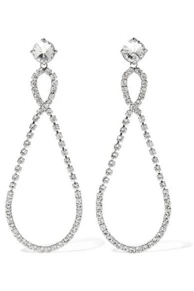Shop Miu Miu Silver-tone Crystal Clip Earrings