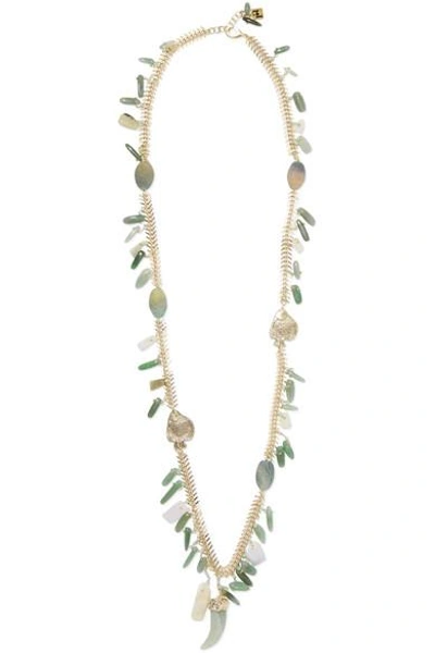 Shop Rosantica Lisca Beaded Gold-tone Necklace In Green