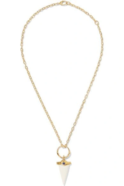 Shop Gucci 18-karat Gold, Bone And Resin Necklace