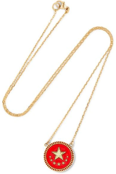 Shop Foundrae Strength 18-karat Gold, Diamond And Enamel Necklace
