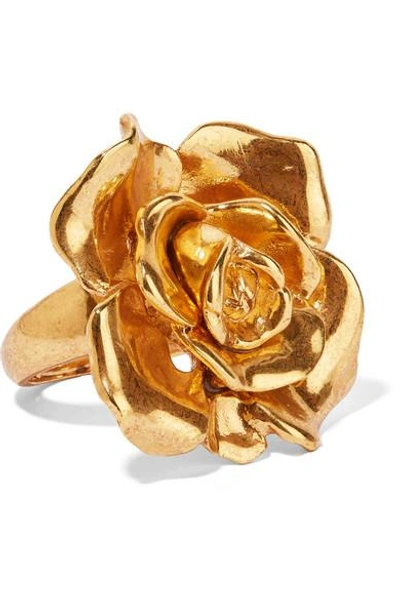 Shop Oscar De La Renta Rosette Gold-tone Ring