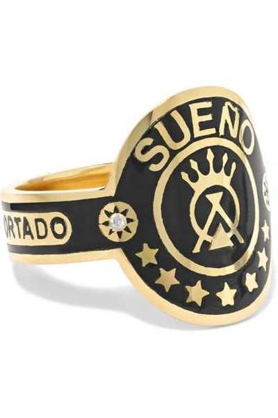 Shop Foundrae Dream 18-karat Gold, Diamond And Enamel Ring