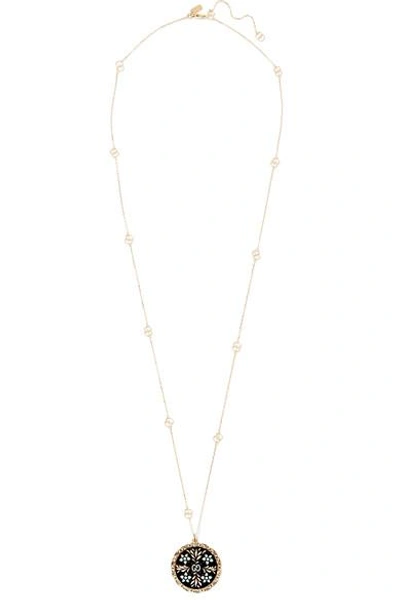 Shop Gucci Icon 18-karat Gold And Enamel Necklace