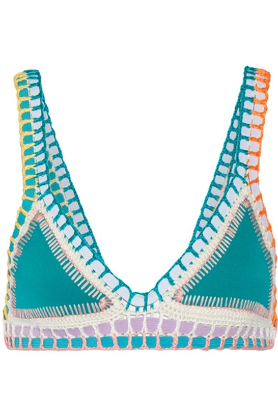 Kiini Liv Crochet-trimmed Triangle Bikini Top In Jade