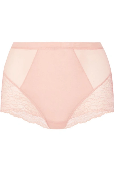 Shop Spanx Spotlight Stretch-tulle And Lace Briefs