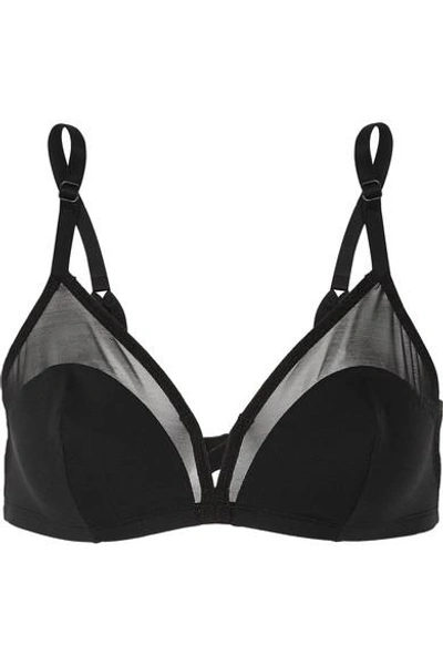 Shop Eres Lumière Intime Tulle-paneled Stretch-jersey Soft-cup Bra In Black