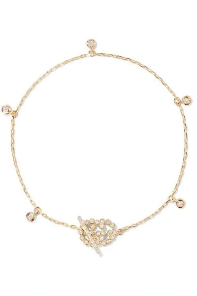Shop Gucci 18-karat Gold Diamond Bracelet