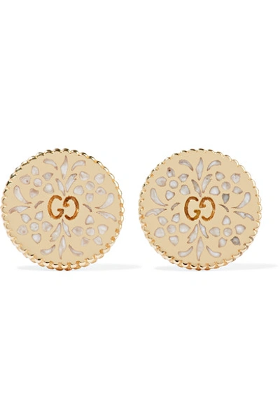 Gucci Icon 18-karat Gold And Enamel Earrings
