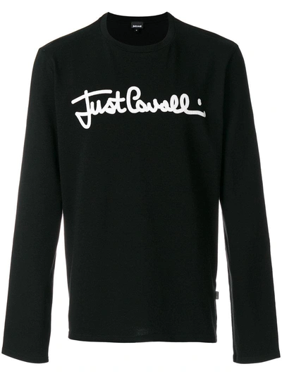 Shop Just Cavalli Logo Embroidered Sweater