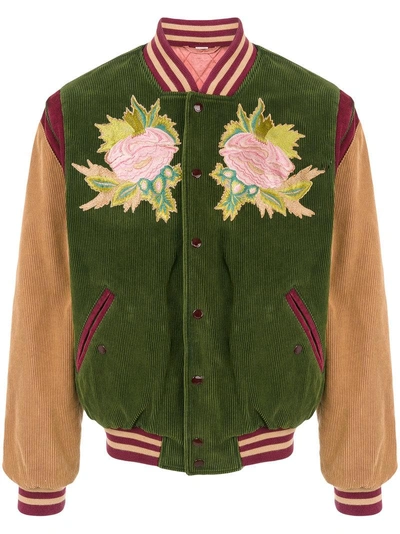 Shop Gucci - Corduroy Embroidered Bomber Jacket