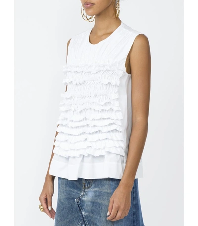 Shop Simone Rocha White Gathered Sleeveless Shirt
