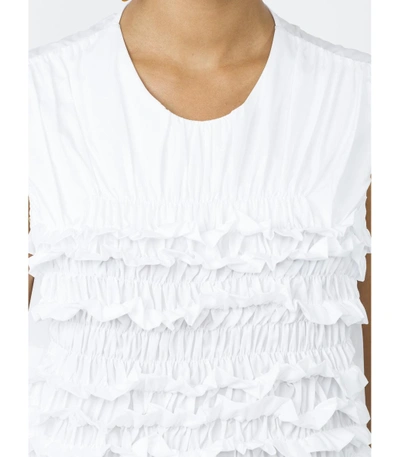 Shop Simone Rocha White Gathered Sleeveless Shirt