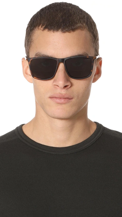 Shop Le Specs Tweedledum Sunglasses In Matte Tort/matte Black/smoke